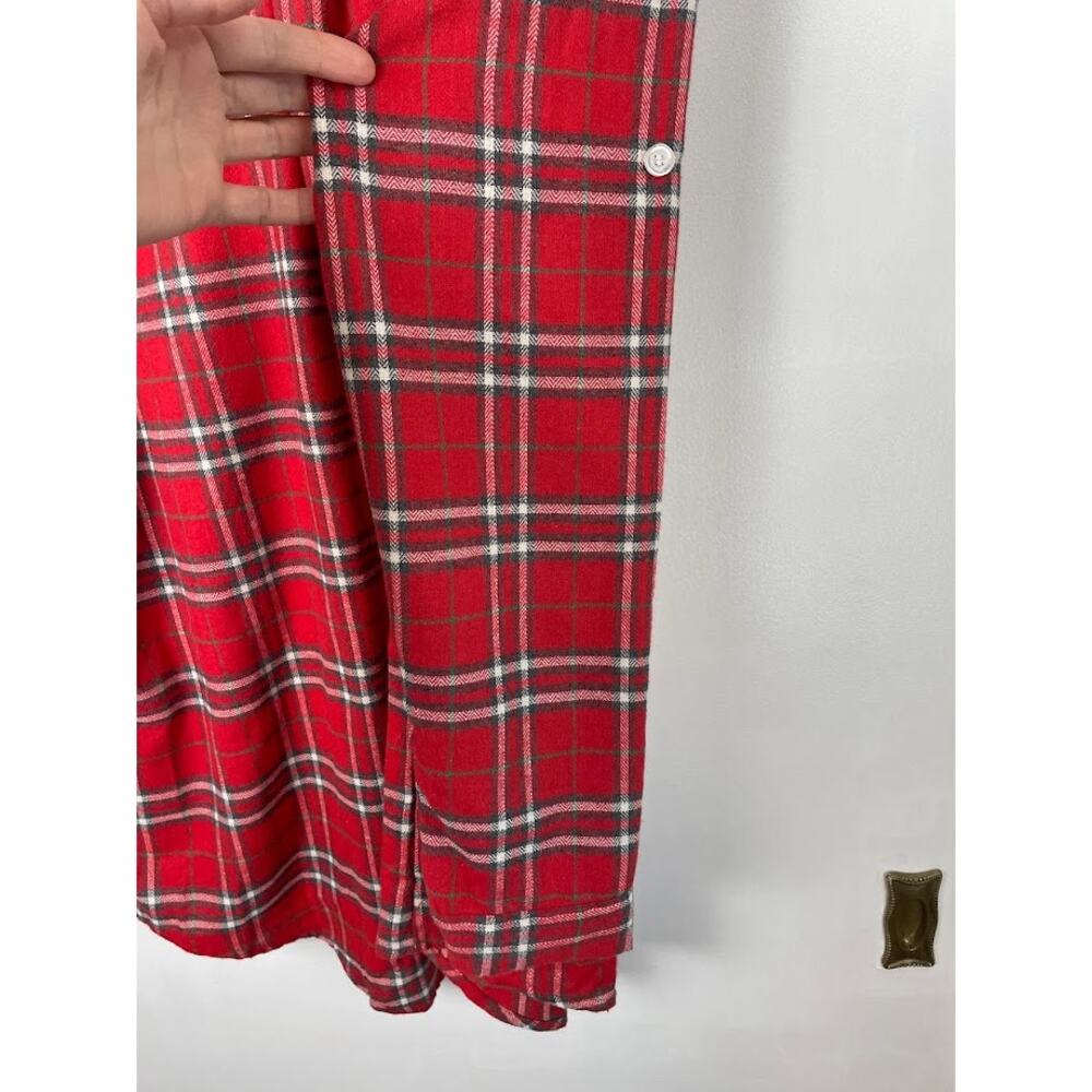 Red Flannel Shirt Womens Size Small Plaid Button Up Shirt Long Sleeve Knit‎ Top - Picture 10 of 16